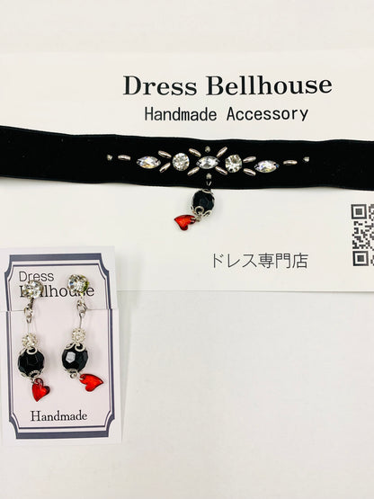 No.49308 ベルベットチョーカー＆ハートイヤリングセット